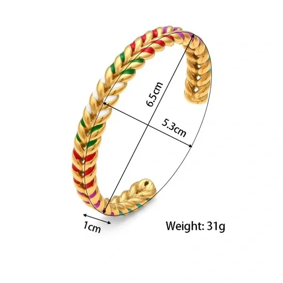 New 18K Gold Enamel Open Bracelet Bangles - Picture 7 of 7